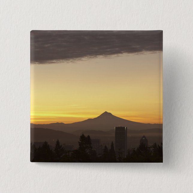 Morgenhimmel über Portland und Mt. Hood, Oregon Button (Vorderseite)