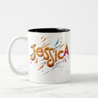 Morgenkaffee für Arbeiterdame Zweifarbige Tasse