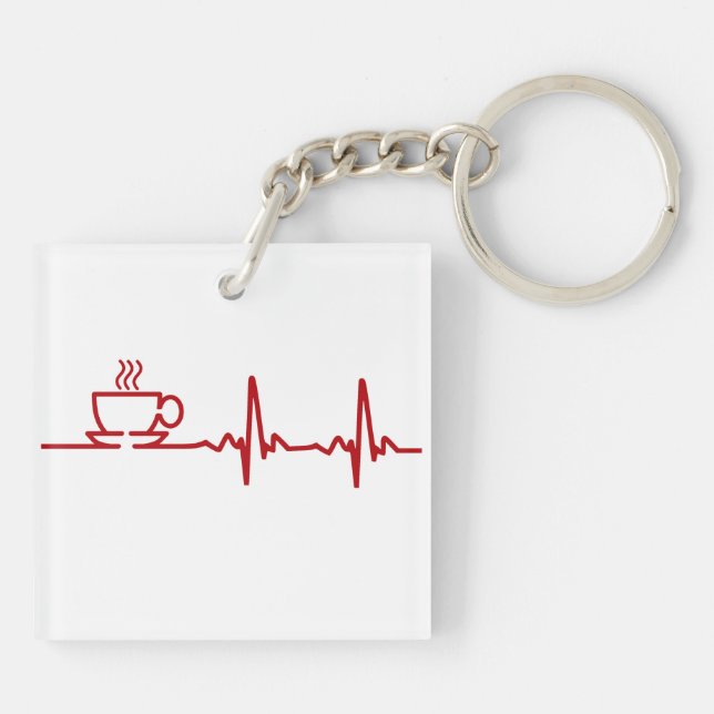 Morgenkaffee Heartbeat EKG Schlüsselanhänger (Rückseite)