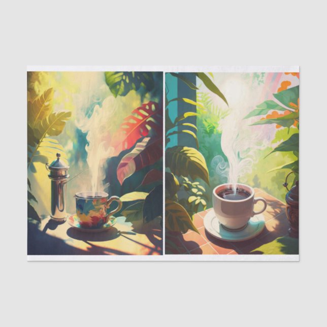 Morgenkaffee im Paradies, tropischer Java  Seidenpapier (Vorderseite)