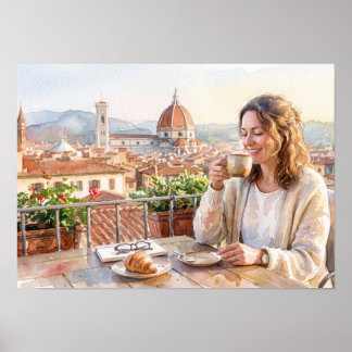 Morgenkaffee in Florenz Poster