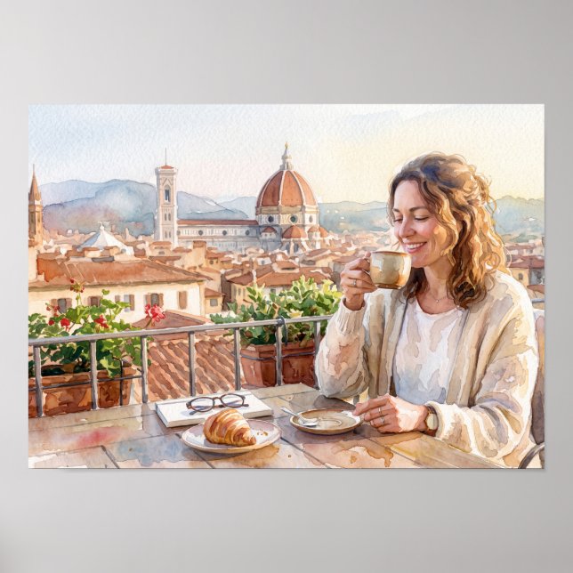 Morgenkaffee in Florenz Poster (Vorne)