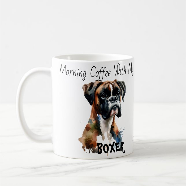 Morgenkaffee mit meinem Boxer Niedlich Kaffeetasse (Links)