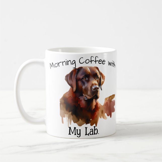 Morgenkaffee mit meinem Labrador Moderne Tasse (Links)