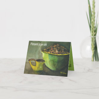 Morgenkaffee mit Schüssel Kaffeebohnen (Wasserfarb Einladung