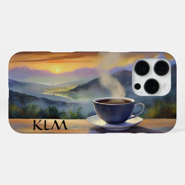 Morgenkaffee-Monogramm iPhone Hülle (Rückseite (Horizontal))