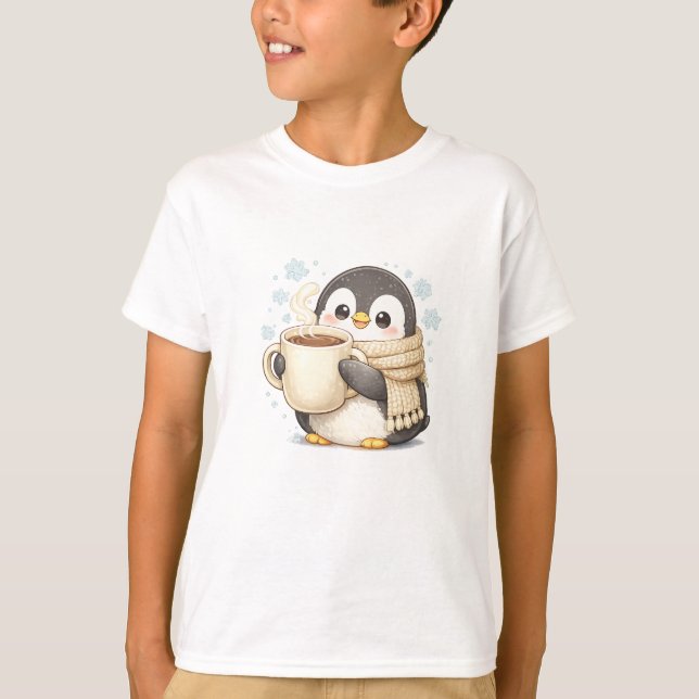 Morgenkaffee Pinguin T-Shirt (Vorderseite)