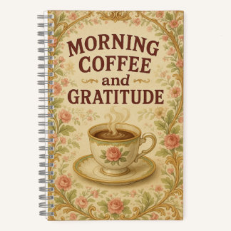 Morgenkaffee und Dankbarkeitsjournal Notizbuch