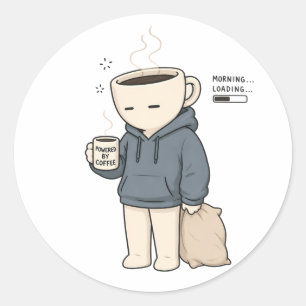 Morgenladung dank Kaffee Lustiger Kaffee Liebe Runder Aufkleber