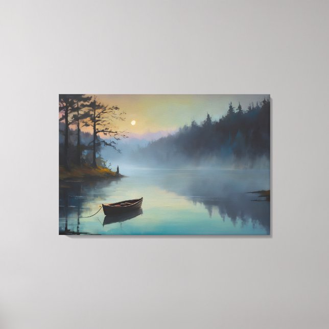 Morgenlandschaft eines Flusses in einem miessigen  Leinwanddruck (Vorderseite)