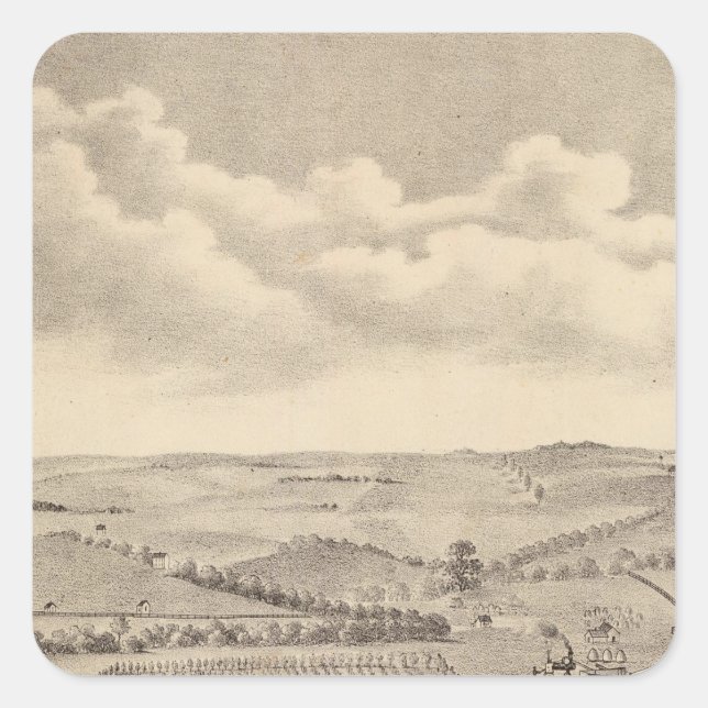 Morgenlandschaft, JD-Flüsse Quadratischer Aufkleber (Vorderseite)