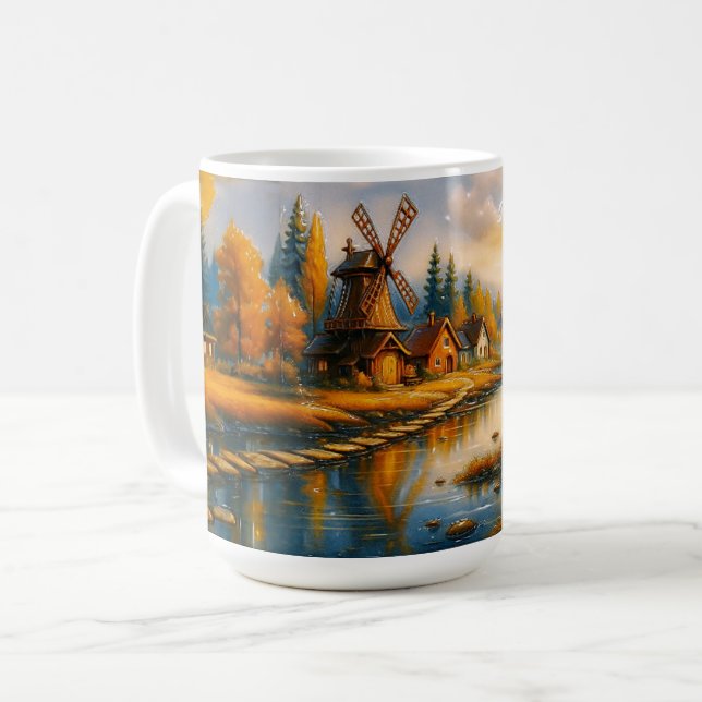 Morgenlicht über der Windmühle Kaffeetasse (Vorderseite Links)