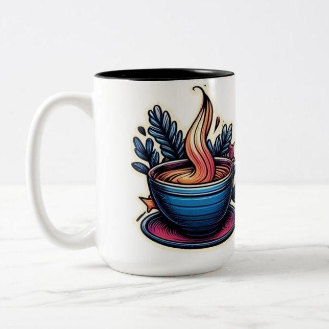 Morgenmotivation Sticker Zweifarbige Tasse (Links)