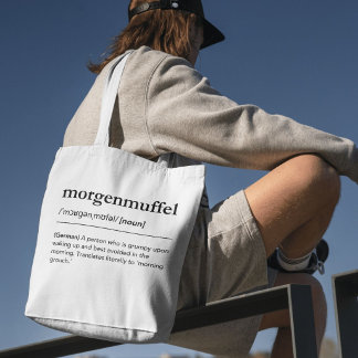 Morgenmuffel Deutsches Wort Mürrisch Lustiger Morg Tragetasche