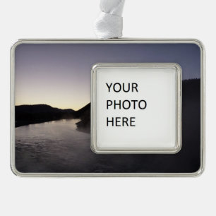 Morgennebel auf dem Jackson River bei Grand Teton Rahmen-Ornament Silber