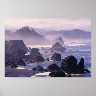 Morgennebel entlang der Küste von Oregon bei Nesik Poster
