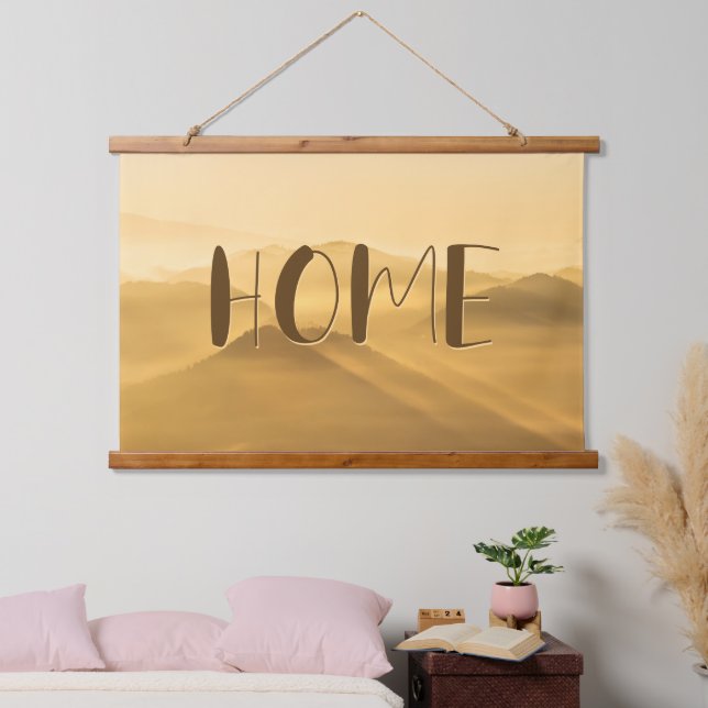 Morgennebel Goldschichten Sonnenaufgang Zuhause Zi Wandteppich Mit Holzrahmen (Schlafzimmer)