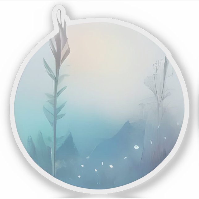 Morgennebel über blauen Hügeln Aufkleber (Vorderseite)