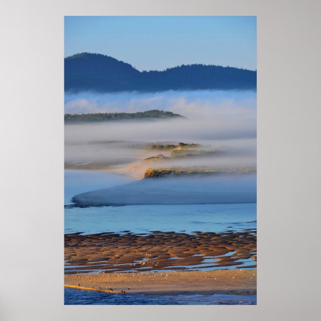Morgennebel über Netarts Bay, OR Poster (Vorne)