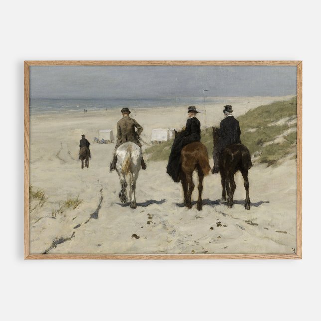 Morgenreiten am Strand entlang. Vintages Öl Poster (Von Creator hochgeladen)
