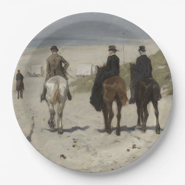 Morgenreiten am Strand (von Anton Mauve) Pappteller (Vorderseite)
