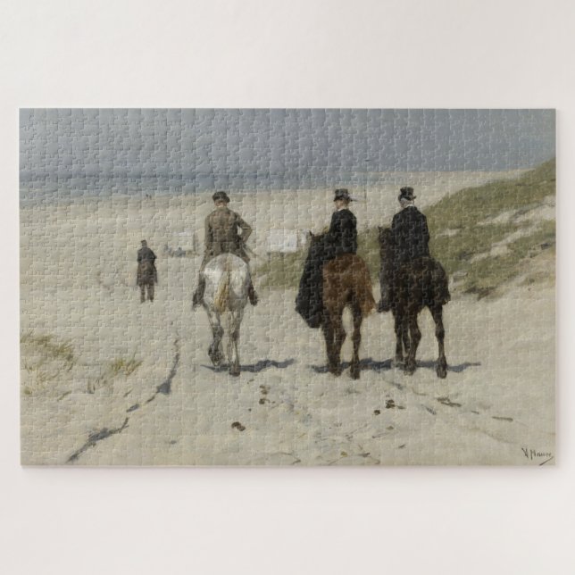 Morgenreiten am Strand (von Anton Mauve) Puzzle (Horizontal)