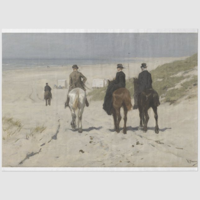 Morgenreiten am Strand (von Anton Mauve) Seidenpapier (Vorderseite)