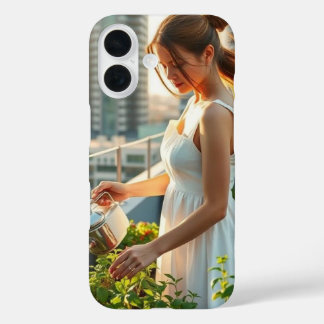 Morgenritual unter den Grüntönen iPhone 16 Hülle