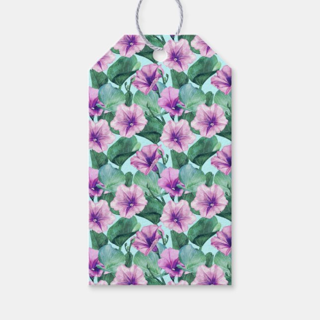 Morgenruhm floral Retro Geschenkanhänger (Vorderseite)