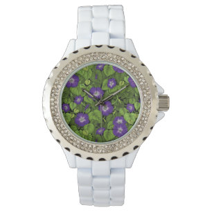 Morgenruhm in lila und grün armbanduhr