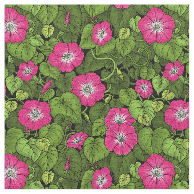 Morgenruhm in Rosa und Grün Stoff (Nahaufnahme)