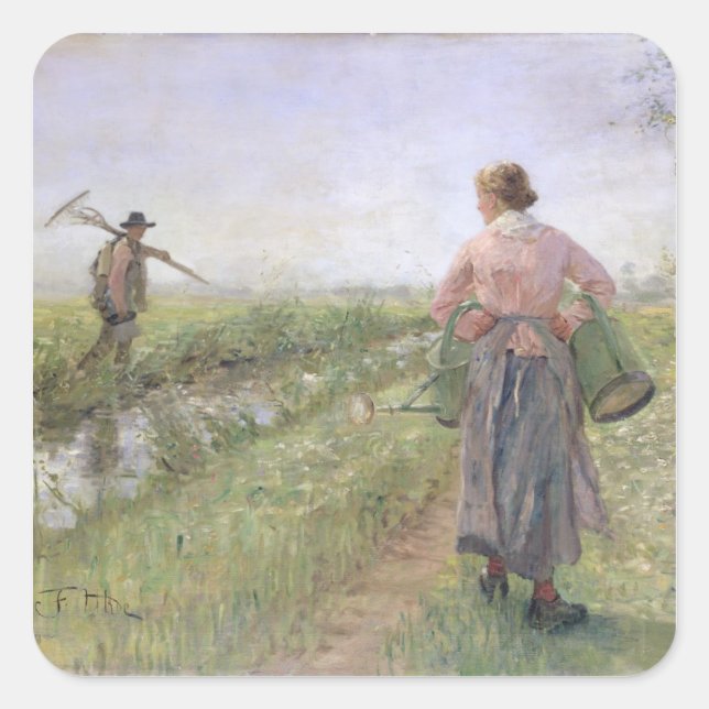 Morgens, 1889 quadratischer aufkleber (Vorderseite)
