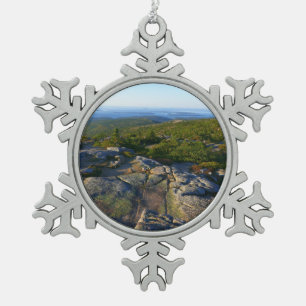 Morgens auf dem Cadillac Mountain at Acadia Schneeflocken Zinn-Ornament