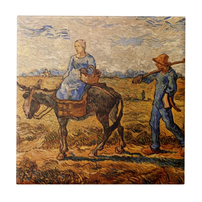 Morgens, Bauernpaar von Vincent van Gogh Fliese (Vorderseite)