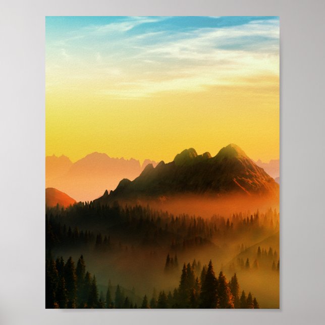 MORGENS DEW FOREST BERGE POSTER (Vorne)
