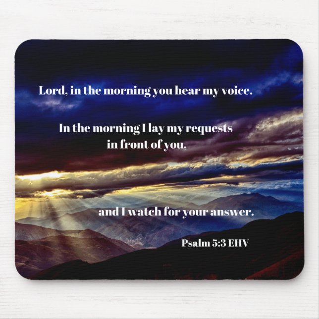Morgens Gebetssonne Psalm 5:3 Bibelverse Mousepad (Vorne)
