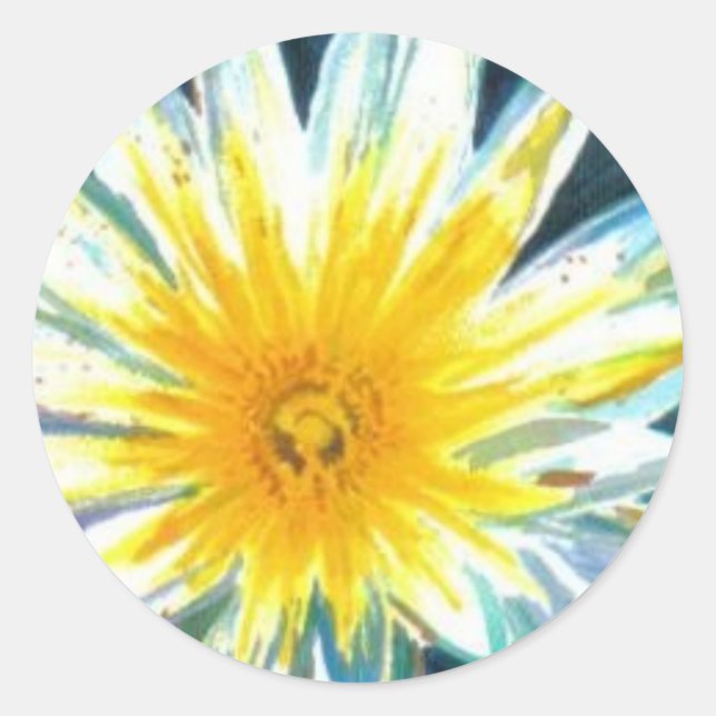 Morgens hellgelbe Blume um Mitternacht Runder Aufkleber (Vorderseite)