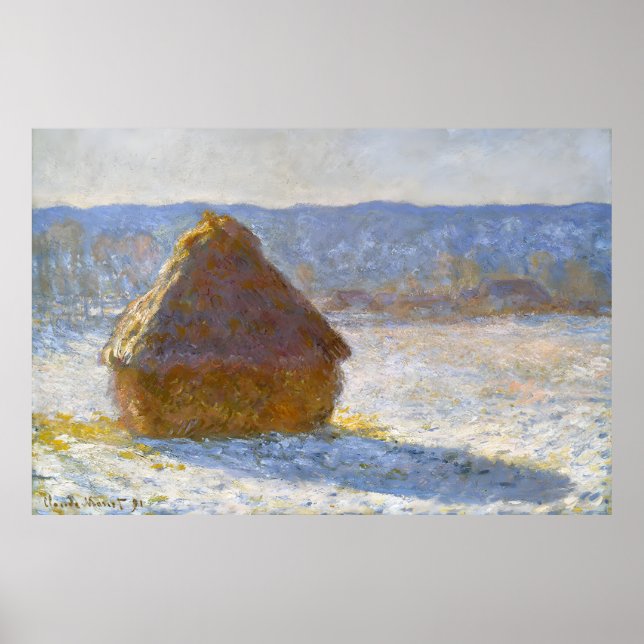Morgens Heuhaufen, Schneeeffekt-Claude Monet Poster (Vorne)