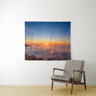 Morgens Höhepunkt über Wolken Wandteppich