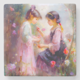 Morgens im Garten Steinuntersetzer