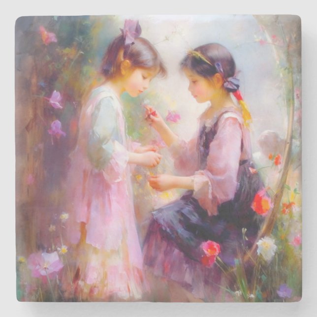 Morgens im Garten Steinuntersetzer (Vorderseite)