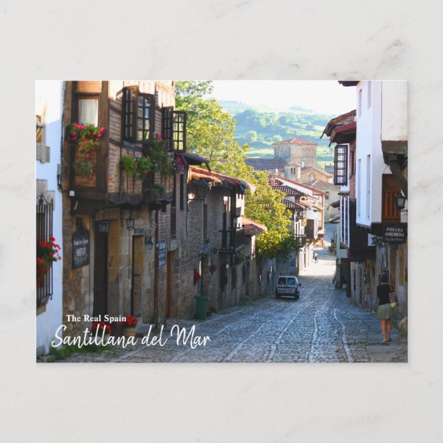 Morgens in Santillana del Mar - Das wahre Spanien Postkarte (Vorderseite)