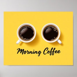 Morgens Kaffee-Tassen Draufsicht Gelb Minimalistis Poster