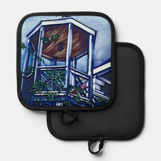 Morgens Licht, Hafen Insel Topflappen (Vorderseite/Rückseite)