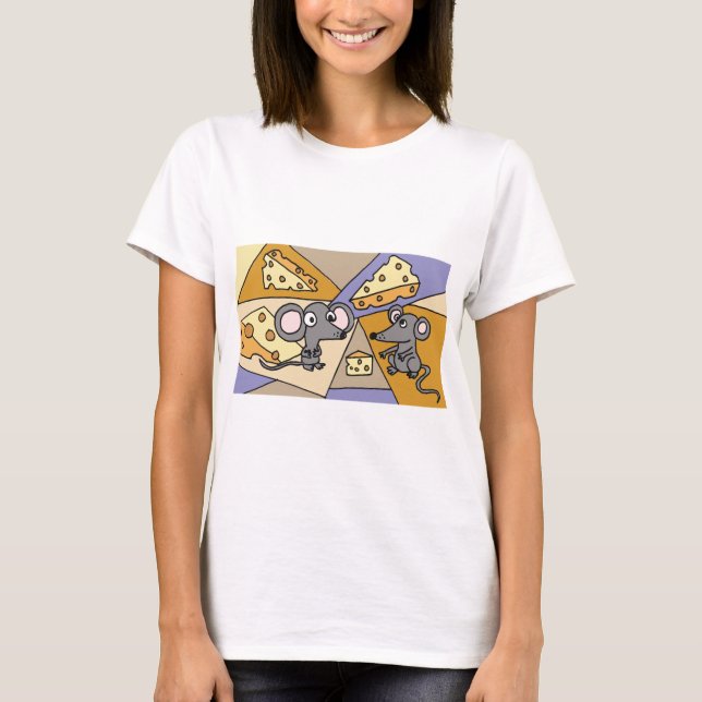 MORGENS, Mäuse und Käse-Kunst T-Shirt (Vorderseite)