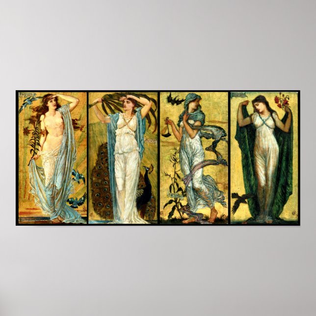 Morgens, Noon, Abend, Nacht von Walter Crane 1891 Poster (Vorne)
