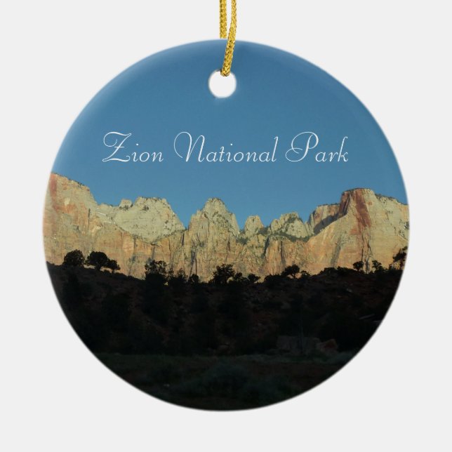 Morgens Rote Felsen im Zion Nationalpark Keramik Ornament (Vorne)