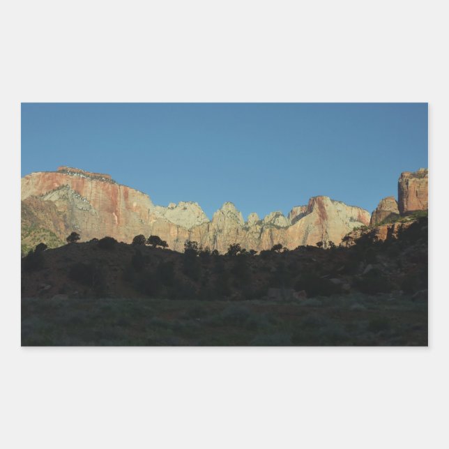 Morgens Rote Felsen im Zion Nationalpark Rechteckiger Aufkleber (Vorderseite)