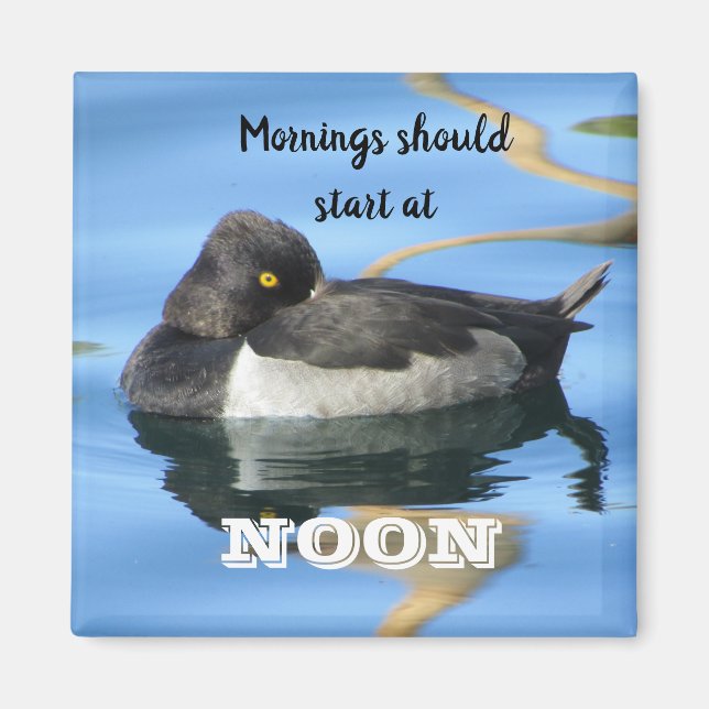 Morgens sollte Noon Sleepy Schwarz-weiß Duck begin Magnet (Vorne)