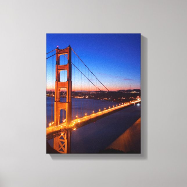 Morgens über San Francisco und Golden Gate Bridge. Leinwanddruck (Vorderseite)